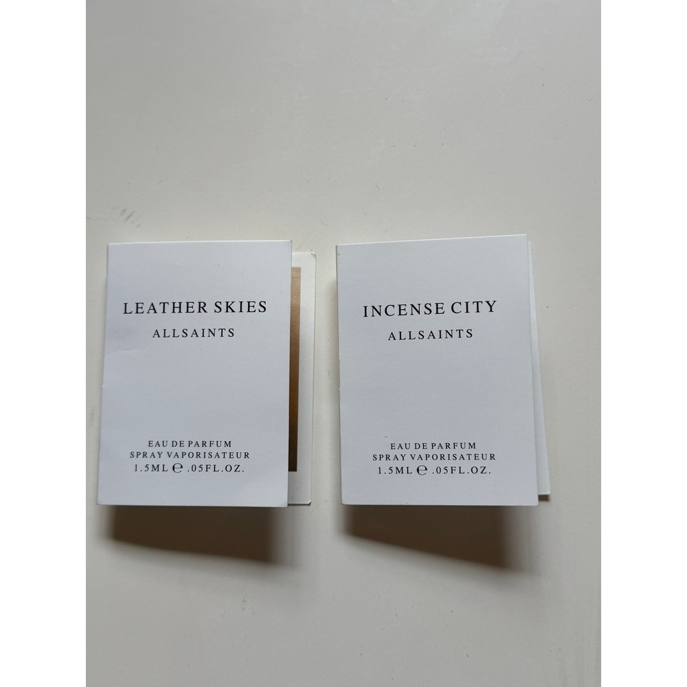 AllSaints Leather Skies & Incense City Eau de Parfum 1.5ml Sample Spray Set of 2